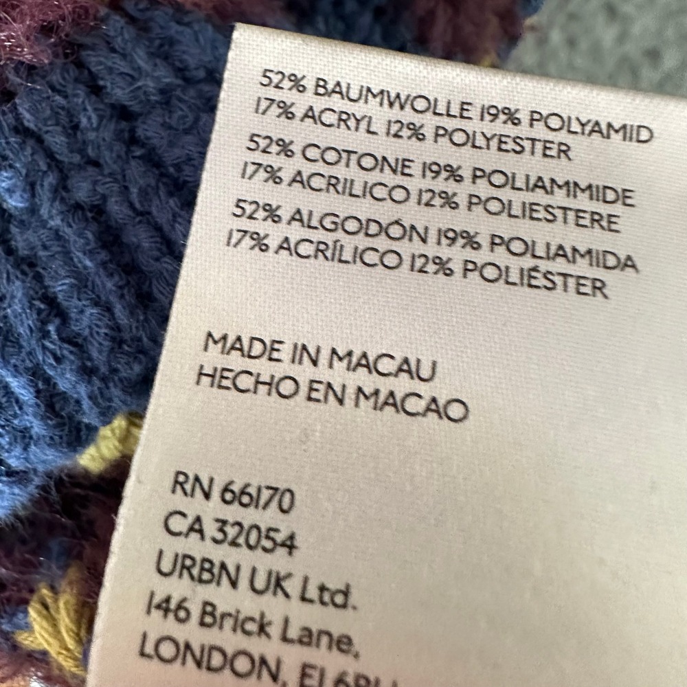 Free People Leopard Print Fuzzy Knit V Neck Sweater Blue Yellow Burgundy L - Picture 4 of 7